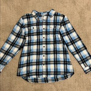 Large Men’s Burnside Blue and White Plaid Button Down Flannel